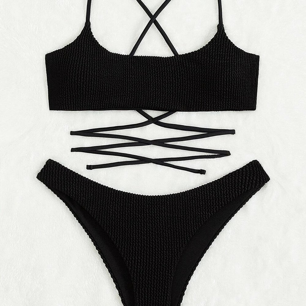 Two Piece Black High Cut Bikini